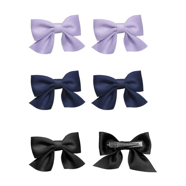 3 paia di fermagli per capelli per bambini con fiocco, fermagli per capelli da donna, accessori per capelli alla moda, adatti per compleanni, matrimoni, feste (nero + viola + blu navy)