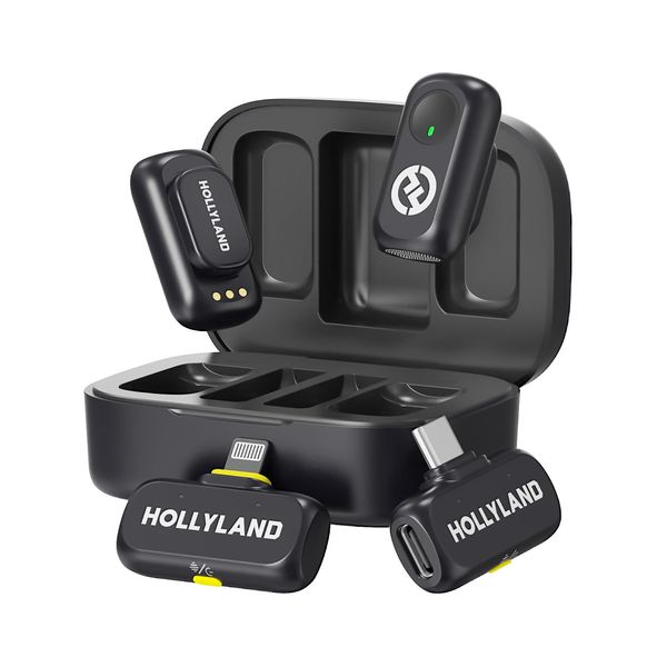 Hollyland (Lark A1 Combo) Wireless Microphone (Space Gray, with USB-C RX + Lightning RX + Charging Case)