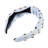 VOCOSTE Light Blue Headband Full of Diamonds Knot Women Fashion Pleated Headband Versatile Outer Hair Accessories 1pc