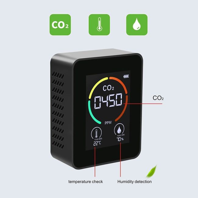 Fine Dust Meter Greenhouse Warehouse Air Quality Temperature Humidity Meter Air Monitor CO2 Carbon Dioxide Detector Quick Measurement, One Option0