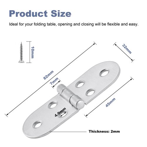 6PCS Folding Flip Top Hinge, Folding Hinges Metal Edge Backflap Cabinet Butt Hinges 270 Degree Folding Table Hinges