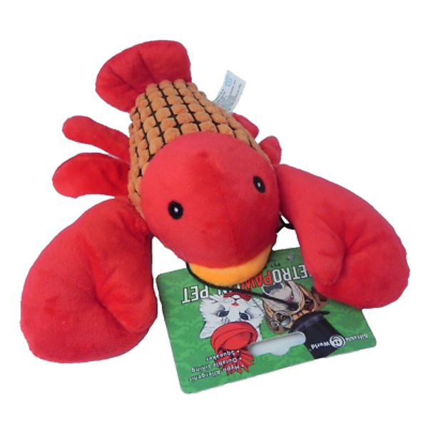 Metropawlin Dog Toy 9" Lobster with Crinkle and Squeaker Plush Pet NEW