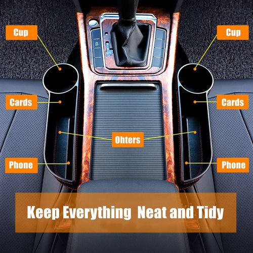 Car Seat Gap Filler Organizer Between Front seat car Organizer and Storage Box, Auto Premium PU Leather Console with Cup Holder, Car Pocket for Interior Essentials (for Driver Side)