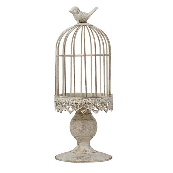 gentillesse Antique Scandinavian Antique Iron Sundries Decor White Birdcage Retro Object Candle Holder Small