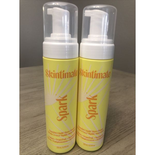 2 Skintimate 6.75 Oz SPARK Lemon Grapefruit Bergamot Foaming Liquid Shave Cream