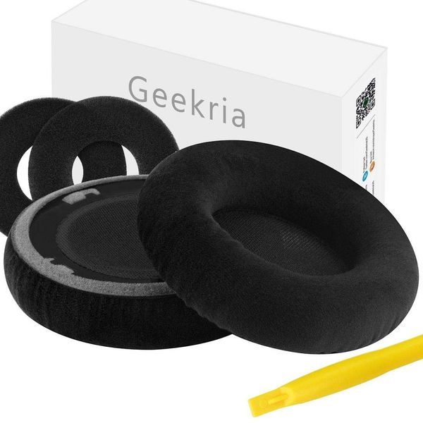 Geekria Replacement Ear Pads Compatible with AKG K701, K702, Q701, Q702, K601, K612, K712 Headphones Ear Cushions, Headset Earpads, Ear Cups Repair Parts (Black Velour)