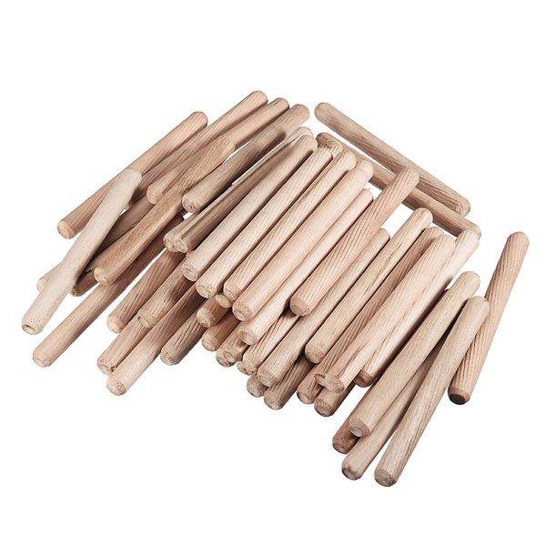 sourcing map 0.39"x3.94"(10x100mm) Wooden Dowel Pin Wood Kiln Dried Fluted Beveled Hardwood 50pcs