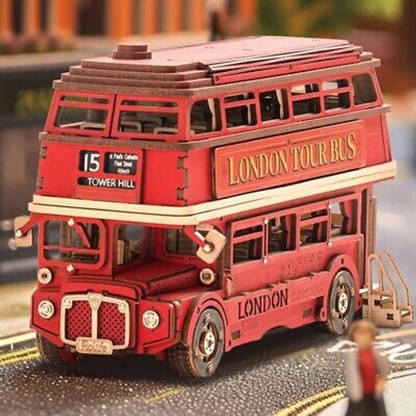 Rolife London Tour Bus 3D Puzzle 3D Wooden Puzzle Model Kits Collectibles Gifts