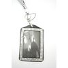 Clear Crystal Lanyard w/ Vertical Rhinestone Lined Badge Holde