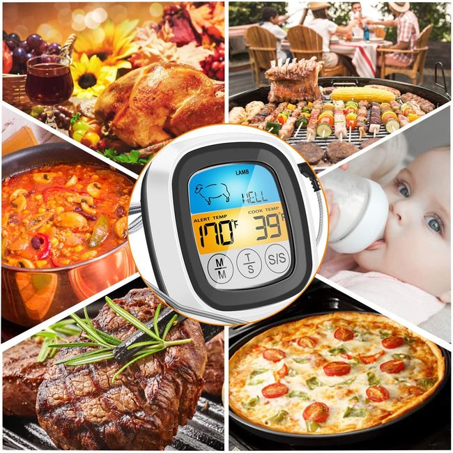 Kitchen Digital Cooking Thermometer Meat Food Temperature for Oven BBQ  Grill Timer Function with Probe Heat Meter for Cooking