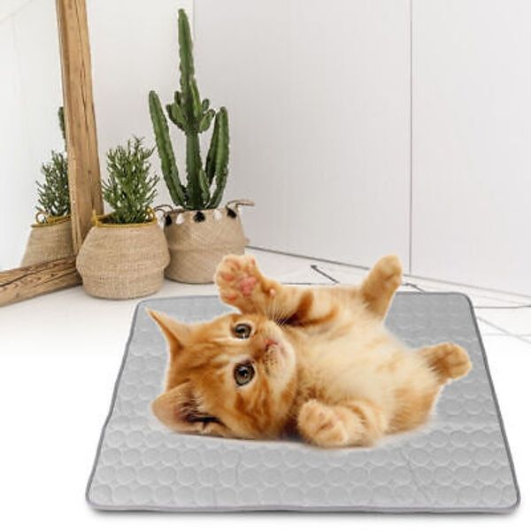 Summer Cotton Pet Dog Cat Breathable Mat Cooling Bed Sleeping Pad Gray(62*50cm)