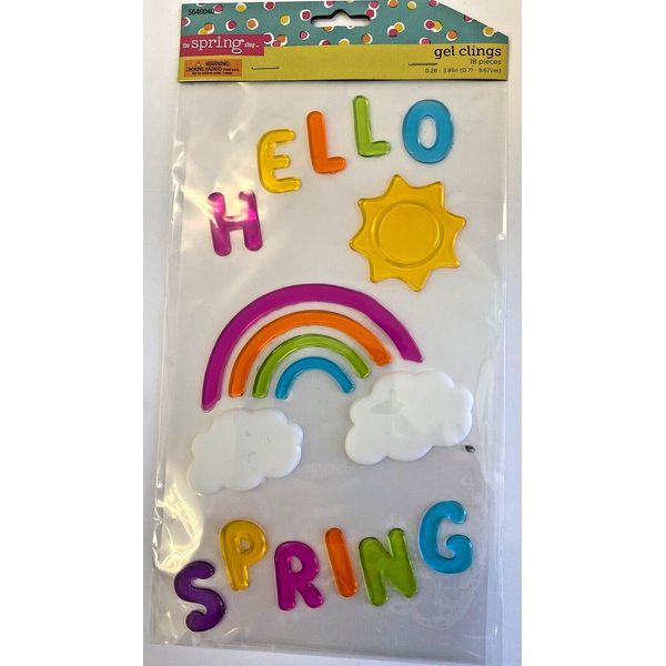 Hello Spring  Window Gel Cling Rainbow sun weather classroom decor