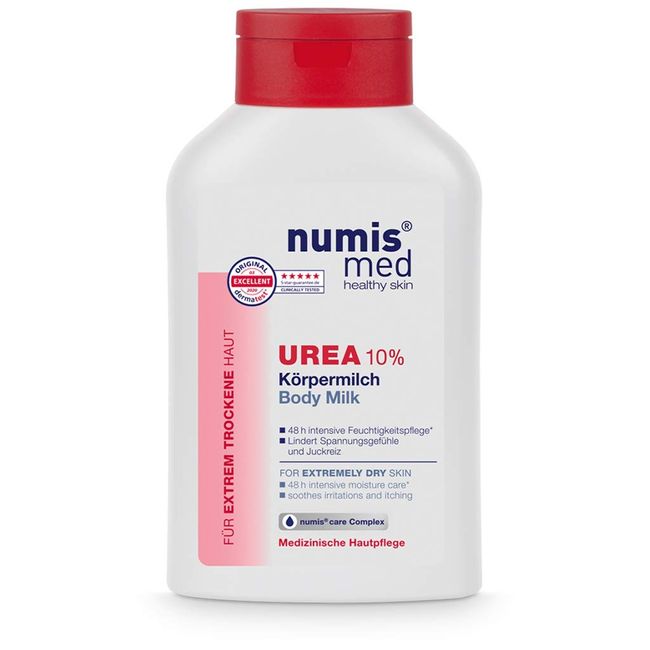 numis med Körpermilch mit 10% Urea - Hautberuhigende Bodylotion für extrem trockene, zu Juckreiz neigende Haut - vegane Hautpflege ohne Silikone, Parabene & Mineralöl - Lotion (1x 300 ml)