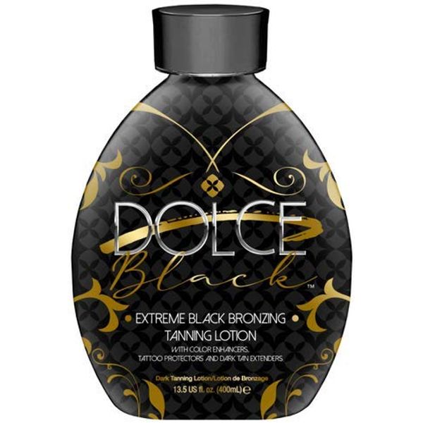 Dolce Black Bronzer Tanning Lotion - Indoor/Outdoor Tanning Lotion for Tattoo & Color Fade Protection - Anti-Orange, Anti-Aging & Anti-Wrinkle Natural Tanning Bed Lotion