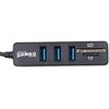 USB 3.0 hub, 3 ports, SD card and microSD reader, self-powered, portable, black