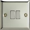 XC2D - Varilight - Classic - Polished Chrome - Metal Inserts - 2 Gang - 2 Way 10A Light Switch