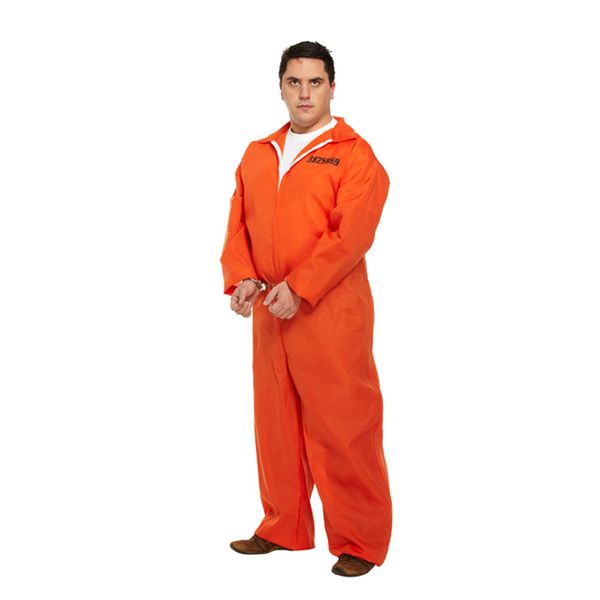 Mens Prisoner Convict Costume Orange X Large
