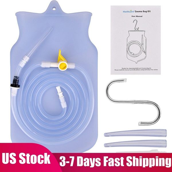 Enema Kit Non-Toxic Silicone Tip,Bag & Detox Gift Most Comfortable Colon Cleanse