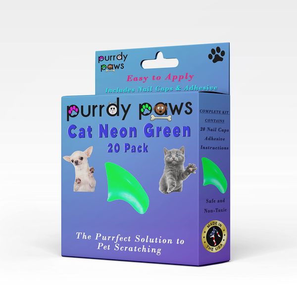 Purrdy Paws Soft Nail Caps for Cat Claws NEON Green Medium
