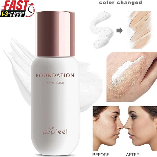 30ml Color Changing Foundation Liquid ,Base Makeup Warm Skin Tone Foundation