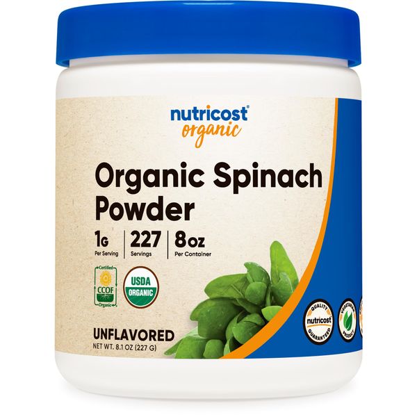 Nutricost Organic Spinach Powder 8oz (1 Gram Per Serving) - Certified USDA Organic, Premium Non-GMO Spinach Powder