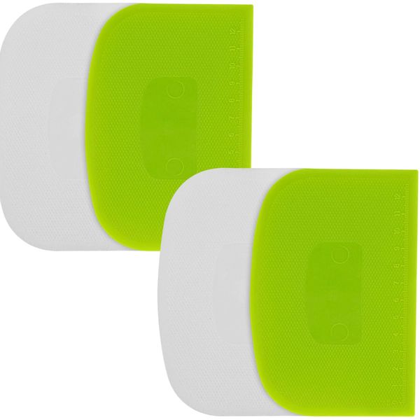 GreenMingle Dough Scraper Set of 4 (9.5cmx12cm) Food Grade Plastic, Non-Sticky & Flexible Dough Cutter for Pizza, Pastry, Bread Baking & Cake Decoration (Pack of 4)