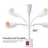 2X E27 Light Bulb Holder Extension Socket Adapter Plug in On/Off Flexible Switch