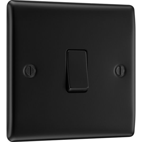 BG Electrical Single Wall Light Switch, 2 Way, Raised and Slim Profile, Round Edges, Nexus Metal, Matt Black, 20A, 16AX, NFB12