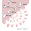 Sethexy Minimal French Short Square False Nails Collection Nude Pink Press on Nails Glossy Fake Nails 24Pcs Full Cover Acrylic Stick on Nails for Women and Girls