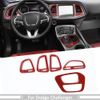 Dashboard Air Vent & Gear Shift Panel Cover Trim Kit for Dodge Challenger 15+Red