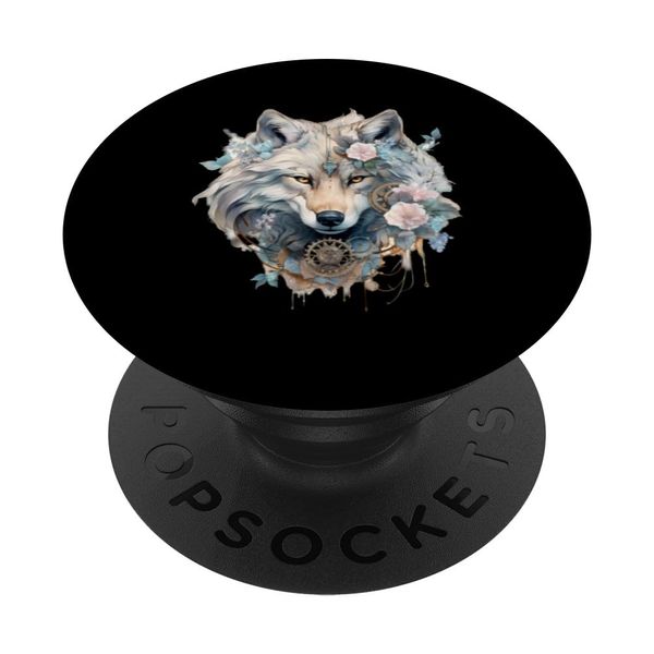 Romantic White Steampunk Collection - Beautiful Wolf PopSockets Swappable PopGrip