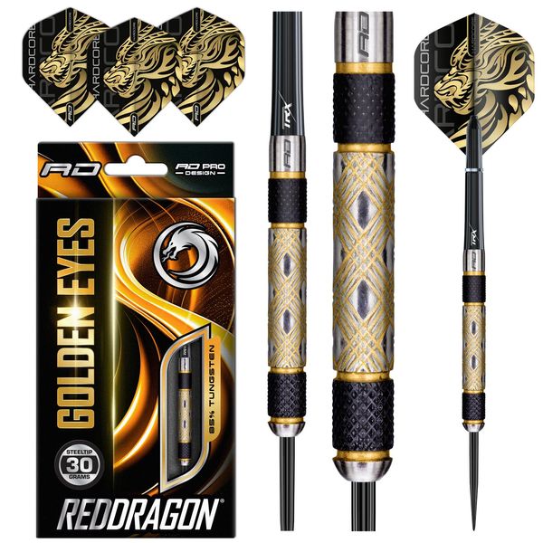 Red Dragon Golden Eye 1: 30g - Tungsten Darts Set with Flights and Stems