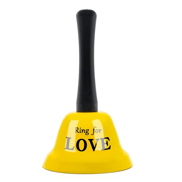 Hand Bell, Metal Tea Bell Gold Attention School Bell Small Hand Bell, Christmas Jingle Bell for Last Order, Hotel Service, Meditation Prayer, Pet Feeding and Home Decoration (Yellow)