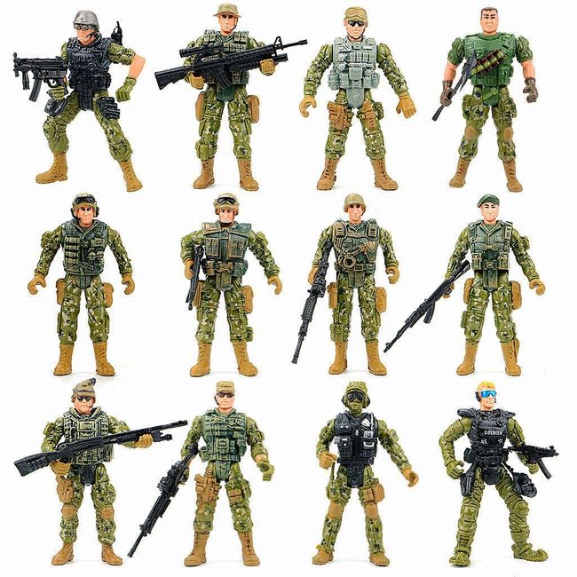 Army Men Action Figures Toy Soldiers Military Playset with Digital Camo - US Special Forces Group Toys for Kids Boys,12 Pcs,Best Age 6 7 8 9 10