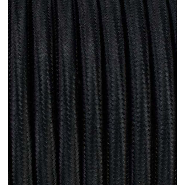 3 Meter 3 - adrig Textilkabel Stoffkabel Pendelleitung Lampenkabel Textile Cable 3x0,75 3G0,75 Schwarz