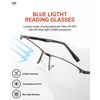 JOLISU 4 Pack Reading Glasses Men, Blue Light Blocking Computer Half Frame Metal Readers Spring Hinge Eyeglasses +1.50