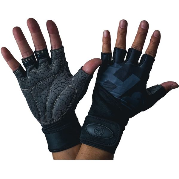 H&Yo Men's Training Gloves, Pull Ups, Muscle Training, Wrist Fixation (Gray,L)