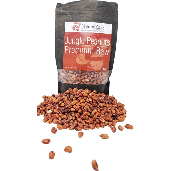 Wild Jungle Peanuts (Raw, Organic) 16 oz - Unique Heirloom Variety- True, Original Rare Form of the Peanut. Non-Hybridized, Unlike Common Peanuts. Non-Gmo, No Additives. Healthy Snack 16 oz