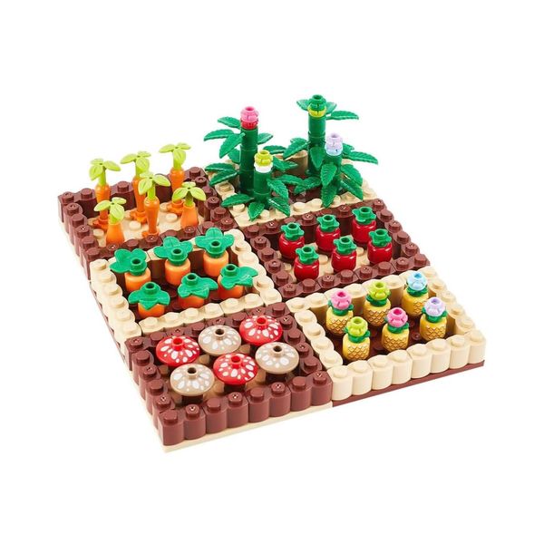 General Jim's Bright Colorful Vegetable Garden Plot Building Block Toy Playset 165 Pc 6 Section Modular Building Block Vegetable Garden Plot Set for Teens and Adults