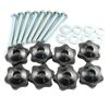 Pro Bamboo Kitchen 8 Sets Black Knobs Kit Galvanized Iron Philip's Head Screw 1/4-20x2 and 1/4" Hex Hand Nut Plus 1/4" Galvanized Iron Flat Washer
