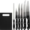 Deco Essentials CK6PC Knife Set w/Board (4-Pack) +Safety Gloves +Knife Sharpener