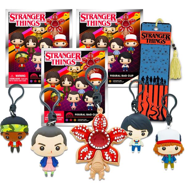 Stranger Things Blind Bag Party Favors 3 Pack – Bundle with 3 Stranger Things Bag Clips Plus Bookmark | Stranger Things Bag Clip for Kids