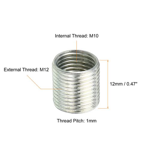 PATIKIL M12 to M10 Thread Adapters Sleeve Reducing Nut, 10 Pack 12mm Screw Conversion Nut Threaded Tube Coupler Connector Pipe Fitting