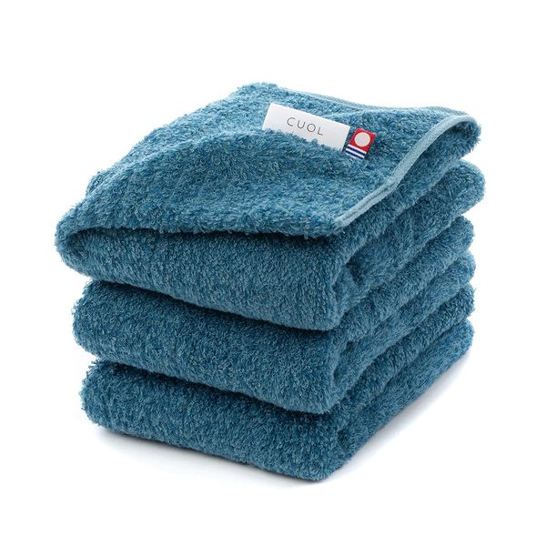 Imabari Towel, Set of 3, Beautiful Hair Care Face Towel, Vintage Blue (Hartwell CUOL Quor, Hair Dry, Hair Towel, Towel Set)