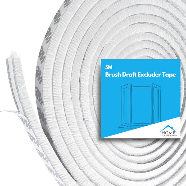 Home Solutions™ Window Insulation & Door Draft Excluder Strip, Window Draft Excluder for Windows - 5M(L) x 9MM(W) x 9MM(T) - Seal Blocker for Patio & Front Doors (White)