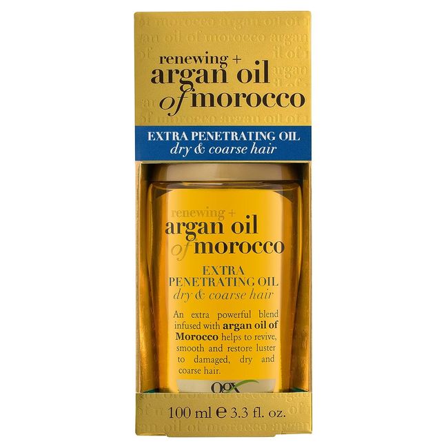 OGX Extra Strength Renewing + Argan Oil of Morocco Penetrating Hair Oil Treatment, Deep Moisturizing Serum for Dry, Damaged & Coarse Hair, Paraben-Free, Sulfated-Surfactants Free, 3.3 fl oz