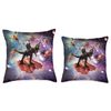 Space Cat Riding Dinosaur Unicorn - Bacon & Taco Throw Pillow