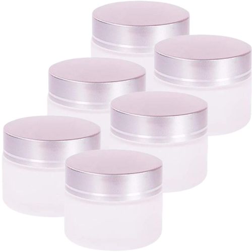 dilib Cream Containers, 0.7 oz (20 g), Frosted Glass, Light Filtering Aroma, Hand Cream, Glass (White, Set of 6)