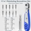 17in1 Right Angle Screwdriver - Ratcheting Pocket Screwdriver 36-Tooth
