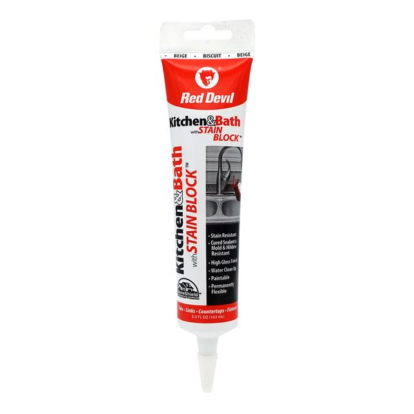 Red Devil 075522 Kitchen & Bath Stain Block Sealant, 1-Pack, Biscuit